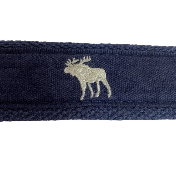 ABERCROMBIE & FITCH Kids Belt Size 8 Navy Blue A+F Moose Logo Adjustable D-ring - Picture 7 of 8